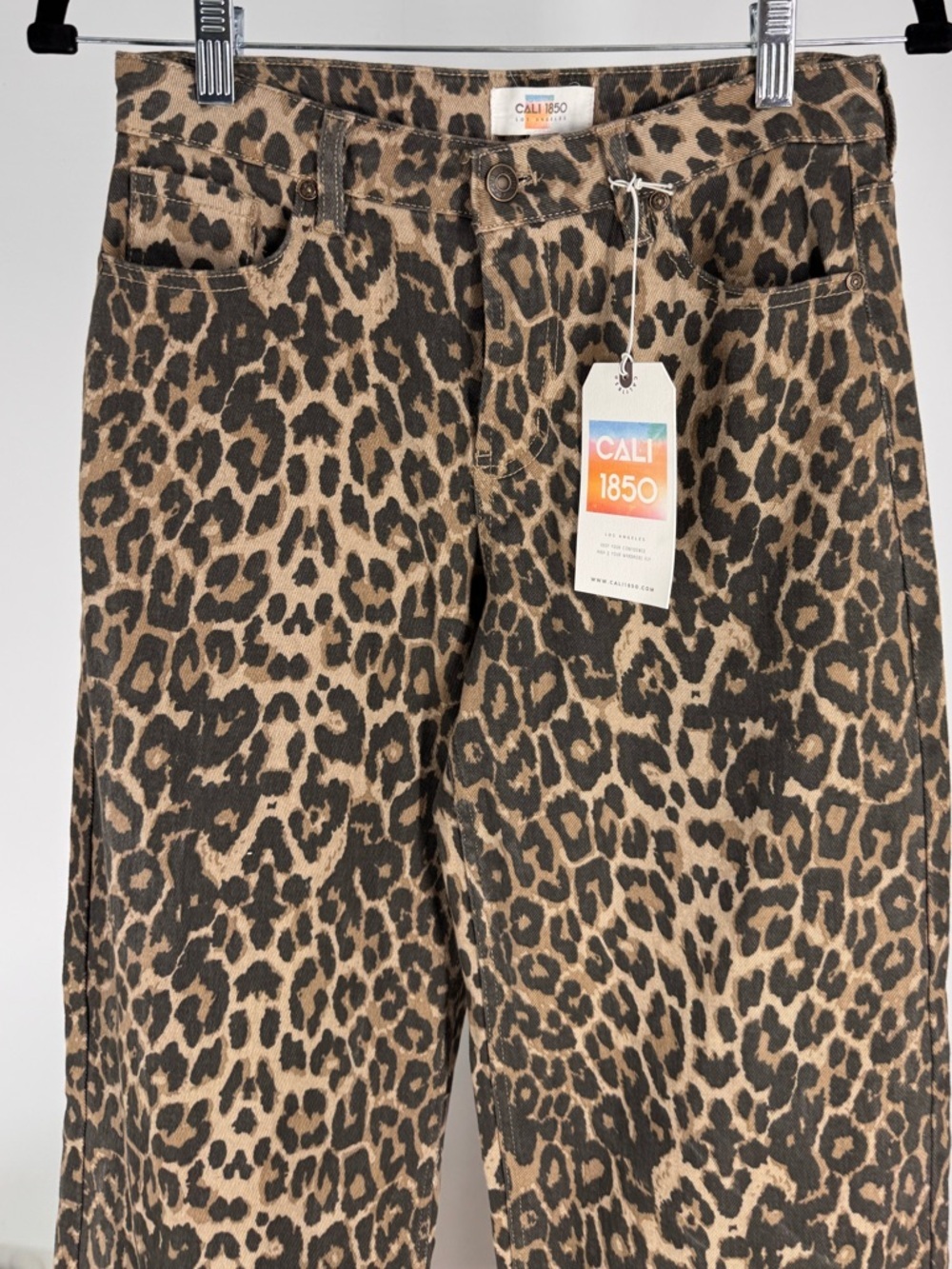 Cali 1850 Printed Mid Rise Straight Leg Twill Pants Leopard nwt 3 - Picture 6 of 6
